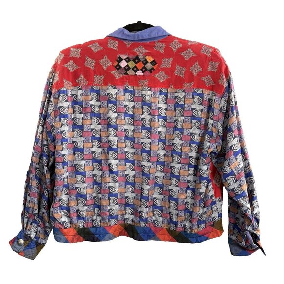 Vtg CANVASBACKS Women Jacket Size S Multicolor Silk Blend Long Sleeves hb-52 - Picture 2 of 13